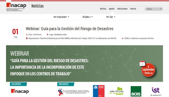 Seguros SURA y Scotiabank participan en webinar organizado por la Mesa Laboral de la Plataforma Nacional para la Reducción de Riesgos de Desastres de la ONEMI Seguros SURA y Scotiabank participan en webinar organizado por la Mesa Laboral de la Plataforma Nacional para la Reducción de Riesgos de Desastres de la ONEMI